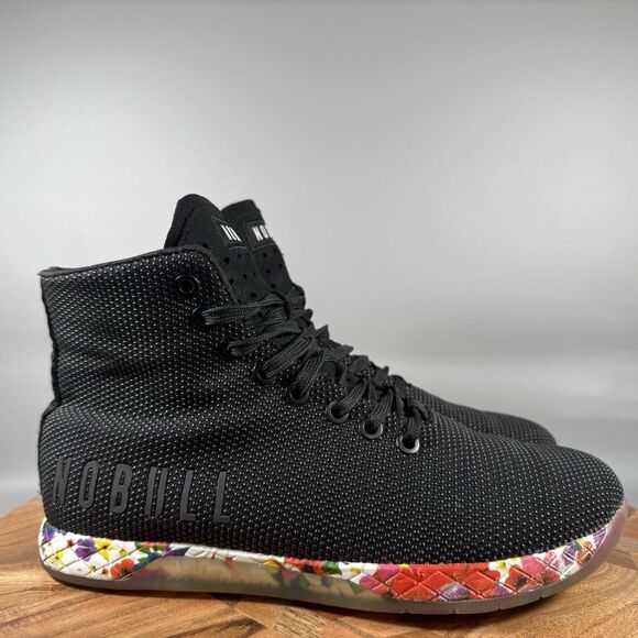 Nobull Outwork High Top Shoes Sneakers Womans Sz 8 Black Fabric Crossfit Active - Picture 1 of 8
